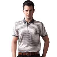 华帝卡尼 男装62%桑蚕丝商务时尚休闲短袖T恤TA136890C(淡紫色165/S)