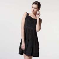 浅秋吊带连衣裙A2306C黑/粉105