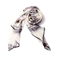 钱塘荷韵斜纹格子留孔纱长巾1403-2