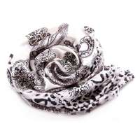 钱塘荷韵豹纹边神秘花素绉缎长巾1404-1