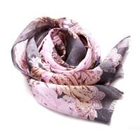 钱塘荷韵装饰边神秘花提花缎条绡长巾1405-1