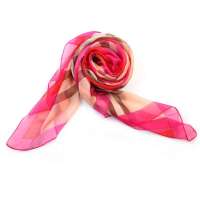 钱塘荷韵大方格雪纺围巾1458-2