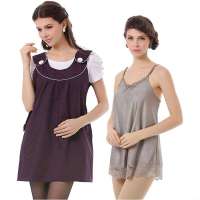 婧麒孕妇防辐射服 孕妇装银纤维防辐射孕妇装正品防辐射吊带衣服jc8312B暗紫色L