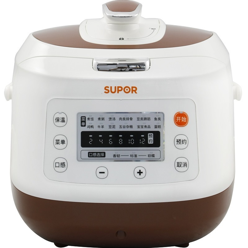苏泊尔(SUPOR)CYSB50FD9-100 白褐色 电压力锅 5L (一锅双胆) 智能预约 高压锅