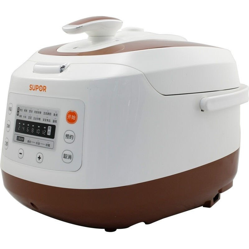 苏泊尔(SUPOR)CYSB50FD9-100 白褐色 电压力锅 5L (一锅双胆) 智能预约 高压锅