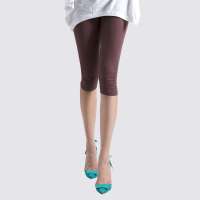 Feelie 女式 韩款时尚纯色七分裤FW132070207(咖啡S码)