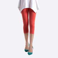 Feelie 女式 韩款时尚纯色九分裤FW132080931(橙红L码)