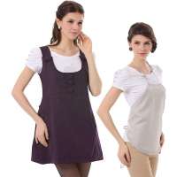 婧麒 防辐射孕妇装正品 孕妇防辐射服肚兜 银纤维防辐射肚兜套装jc8331A暗紫色L