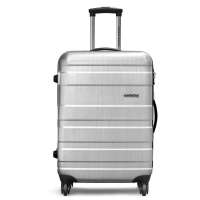 AmericanTourister美旅箱包金属质感ABS+PC万向轮拉杆箱76A*35004银色拉丝24寸