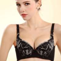 纤黛尔QINDALLE2013正品蝶彩飞扬女士内衣聚拢超薄胸罩侧收调整型U型文胸黑色3/4杯(C75)QD800-301