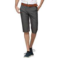 红豆相思鸟男装休闲直筒格子中裤HDXK13306(S06深灰36)