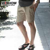 viishow  男士修身亚麻5分中裤 KD120(浅卡其色/31)