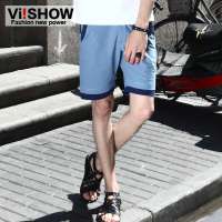 viishow  男士小清新简约拼接口袋装饰热裤KD116(蓝色/29)