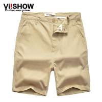 viishow  男士欧美风百搭纯色中裤热裤KD083(卡其色/31)