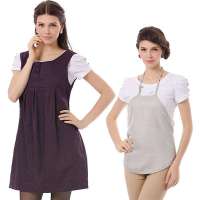 婧麒孕妇防辐射服银纤维防辐射孕妇装正品特价春夏孕妇防辐射肚兜jc8307A暗紫色XL