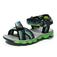 奈足儿童凉鞋 男童大力水手童鞋男童鞋夏季凉鞋 沙滩凉鞋男童童鞋黑/天兰35