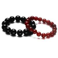 TFF蒂凡  天然A级红玛瑙黑玛瑙情侣手链 浓情(附带珠宝鉴定证书)