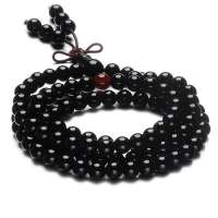 TFF蒂凡  中国红天然A级黑玛瑙108颗开光佛珠手链 黑款
