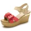 CAMEL/骆驼女蝴蝶结坡跟凉鞋81052602西瓜红40