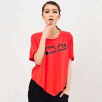 柒加尚品 女装韩版宽松经典字母印花短袖t恤NTX3201(红色S)