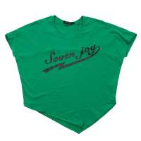 柒加尚品 女装韩版宽松经典字母印花短袖t恤NTX3201(绿色L)