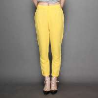 伊甸基因直筒宽松亚麻裤子EB130065黄色S