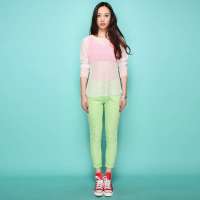 伊甸基因韩版女装时尚休闲女式长裤弹力修身裤小脚裤铅笔裤糖果色EB130052薄荷绿L