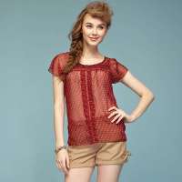 婉甸2013夏装女装新款复古波点圆点套头雪纺衬衫衬衣女1123100(紫色/L)