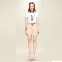 婉甸2013春装女装新款直筒裤宽松休闲牛仔短裤子1121220(咖色/M)