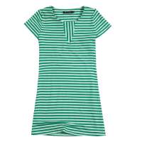 柒加尚品 韩版甜美海韵条纹连衣裙NQZ3201(绿条S)