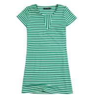 柒加尚品 韩版甜美海韵条纹连衣裙NQZ3201(绿条M)