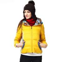 雪中飞 女装女印绣花相拼短款 X1201026(#水仙黄/田园色 155/80A(XS))