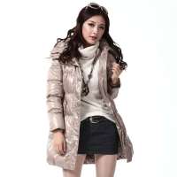 雪中飞 女装女花边毛帽中长款 XR9152(#980闪光米 175/96A(XL))