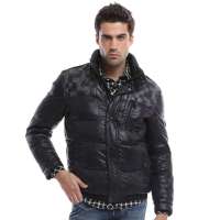 雪中飞 男装男格子拼接短款 X1201023(#120150(黑色) 185/100A(XL))