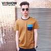 viishow 口袋T恤男 夏款潮t修身纯色短袖韩版TD123(黄色/XXXL)