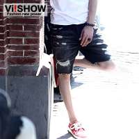 viishow 个性青年裤子休闲修身欧美风品牌KD121(黑色/34)