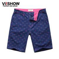 viishow 男士个性夏装潮修身中腰水洗裤子棉质 KD097(宝蓝色/29)