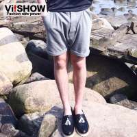 viishow 男士卷边热裤水洗五分中裤子 KD074(灰色/31)