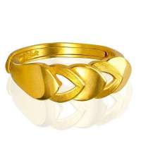 潮宏基正品 足金系列 爱意心扉 足金/黄金活圈口戒指/女戒