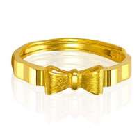 潮宏基正品 足金系列 蝶之爱/蝴蝶结/足金/黄金活圈口戒指/女戒