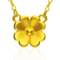 潮宏基正品 幸运花语 四叶草 黄金/足金坠链项链