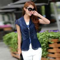 圣加婧新款雪纺衬衫女上衣 西服领雪纺女士衬衫短袖薄款L 113X081