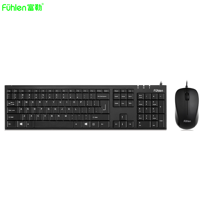富勒(fuhlen)L618 USB光电有线笔记本电脑键鼠吃鸡游戏办公家用商务静音键盘鼠标套装 黑色