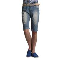 圣捷罗 男装休闲中裤五分裤纯棉修身HCD51460(淡蓝色/32)