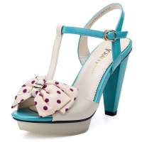 Josiny卓诗尼学院风甜美蝴蝶结花朵高跟防水台凉鞋女132137310米白39