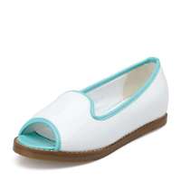 Josiny卓诗尼漆皮平跟单鞋简约时尚性感鱼嘴单鞋女131220520白色37