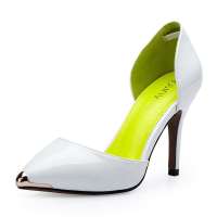Josiny卓诗尼性感时尚欧美尖头漆皮高跟鞋细跟单鞋女132235600白色35