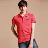 九牧王旗下 男装格利派蒙休闲短袖纯色衬衫领T恤 CTC02E0110 (红色/165)