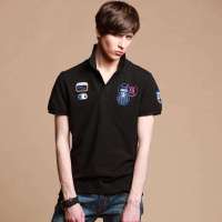 九牧王旗下 男装格利派蒙潮韩版男士短袖t恤CTC02E0430 (黑色/180)