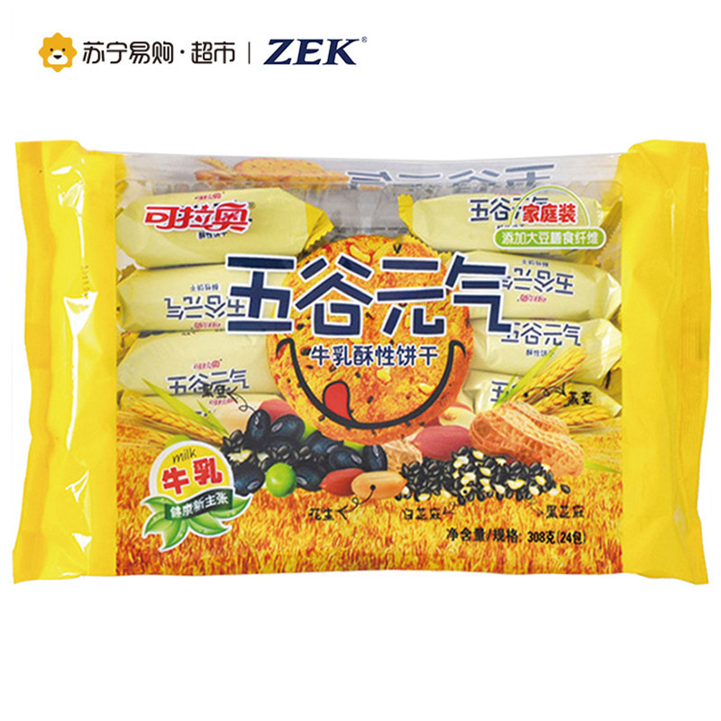 可拉奥 五谷元气饼干牛乳味308g